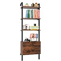Los mejores  - Homfa Estantería Escalera Estantería Metálica y Madera Estantería Pared para Salón Dormitorio Cocina Oficina con 3…